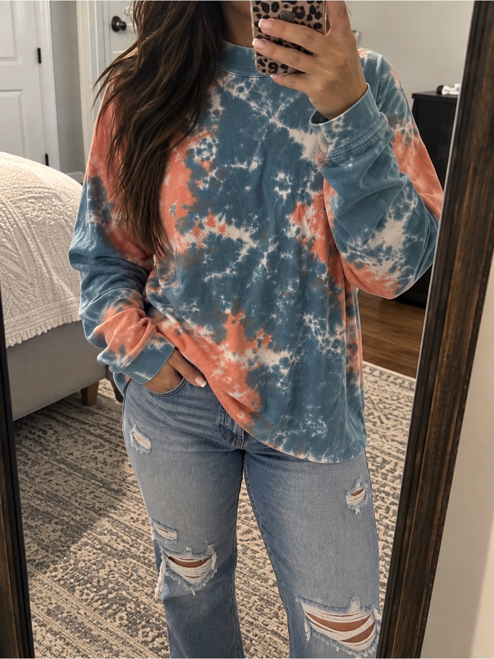FREE PEOPLE Tie Dye Long Sleeve Top Medium